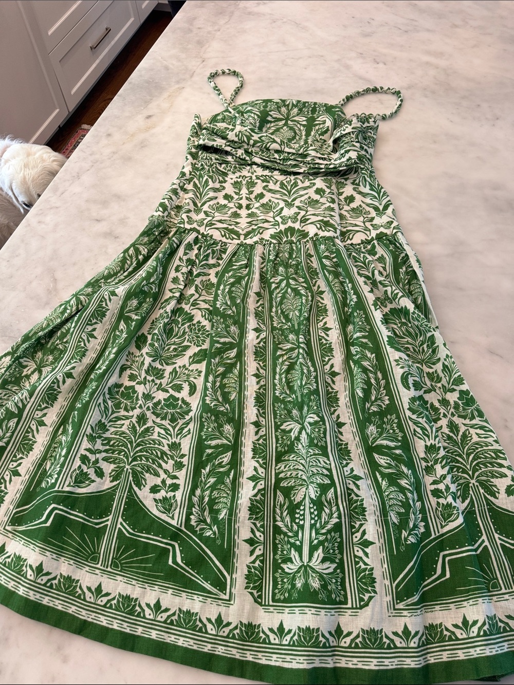 FarmRio Green Printed Midi Sundress - Strappy Floral Design - Picture 4 of 4
